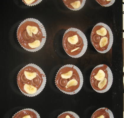 Choklad och bananmuffins