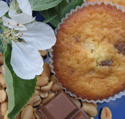 Delikata jordnöt- & chokladmuffins