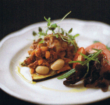 Bön- och köttfärsgratäng med aubergine