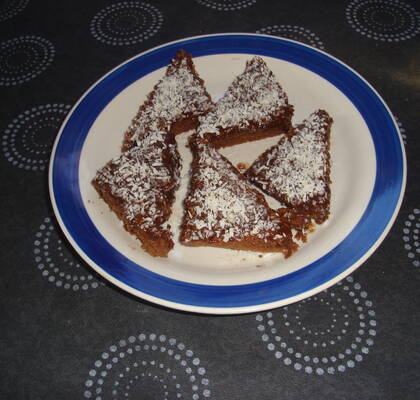 Långpannekaka med chokladkrokant