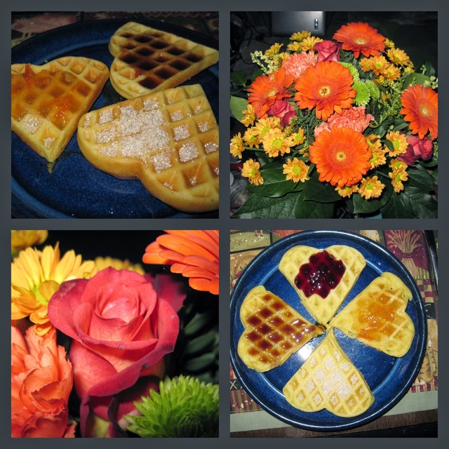Vafler på waffle maker - Blomsterbuket - Mors Dag