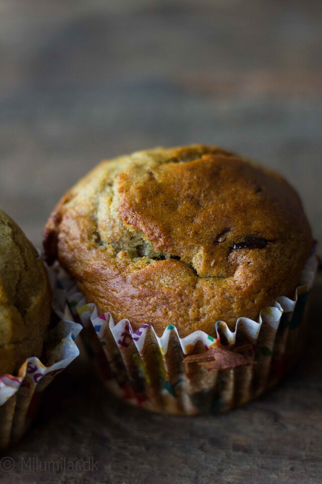 Sunde bananmuffins med chokoladestykker