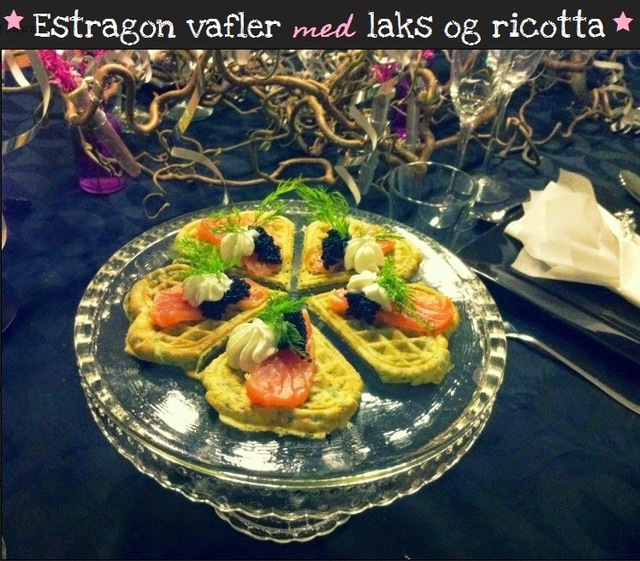 Estragon vafler med laks og ricottacreme