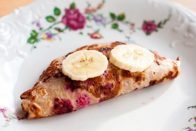 Banan/hindbær pandekager