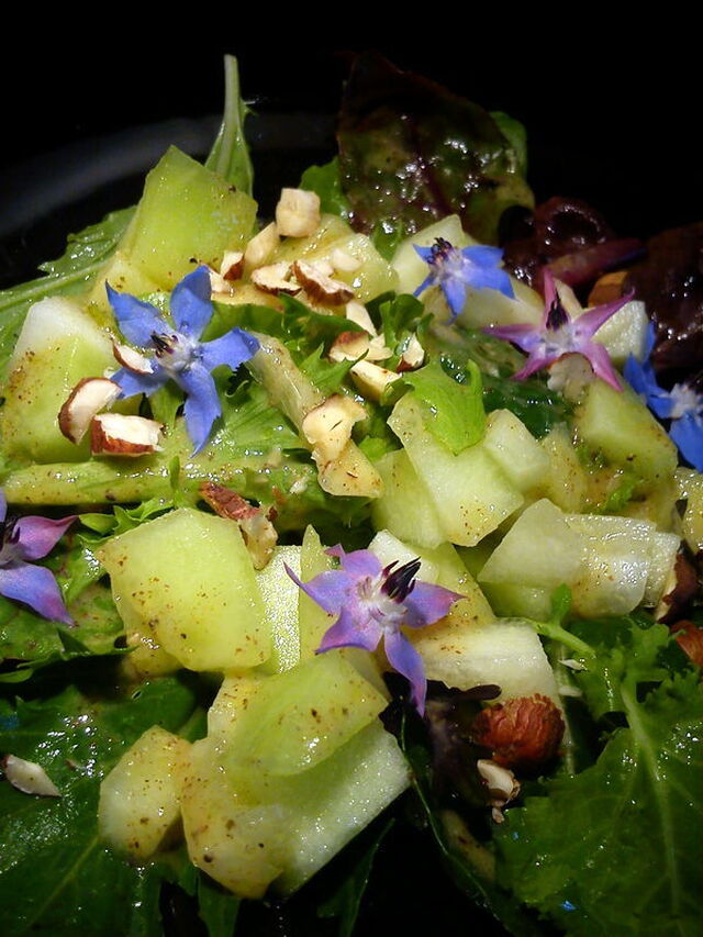 Salat med Melon og Blomsterdrys