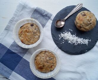 Sukkerfrie bananmuffins med peanutbutter & kokos