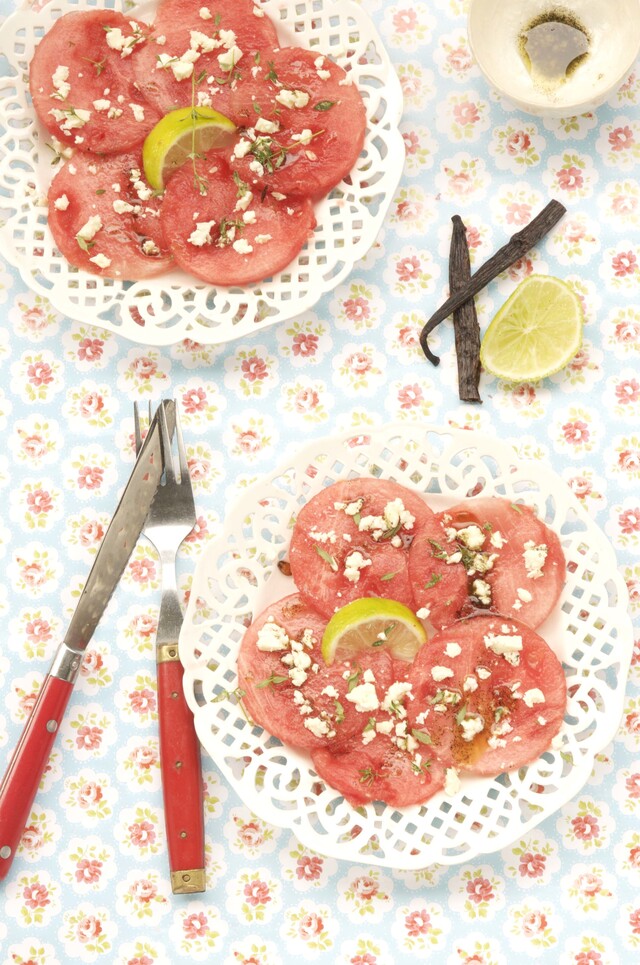 carpaccio af vandmelon m. vaniljedressing