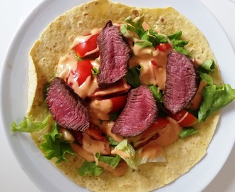 Wrap med Steak og Salat