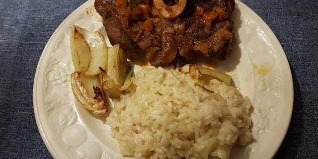 Ossobuco med fennikelrisotto (Ossobuco con risotto ai finocchi)