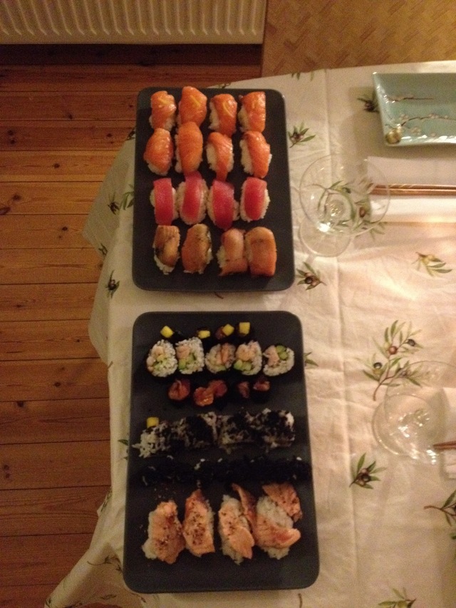 Sushi og gæster