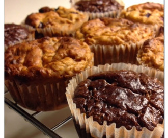 Low carb nøddemuffin og low fat frugtmuffin