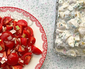 Kold kartoffelsalat - opskrift på lækker gammeldags kartoffelsalat med krydderurter