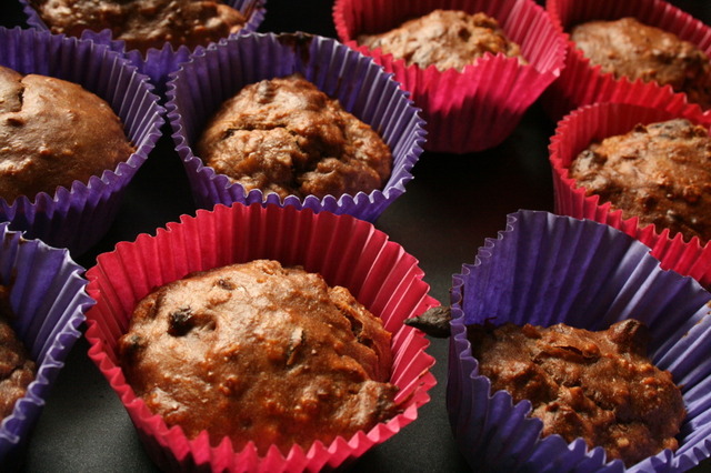 Sunde muffins m. banan og hassselnødder