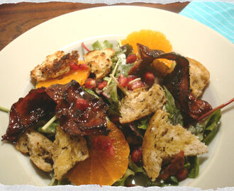 Jamie Oliver’s candied bacon green salad