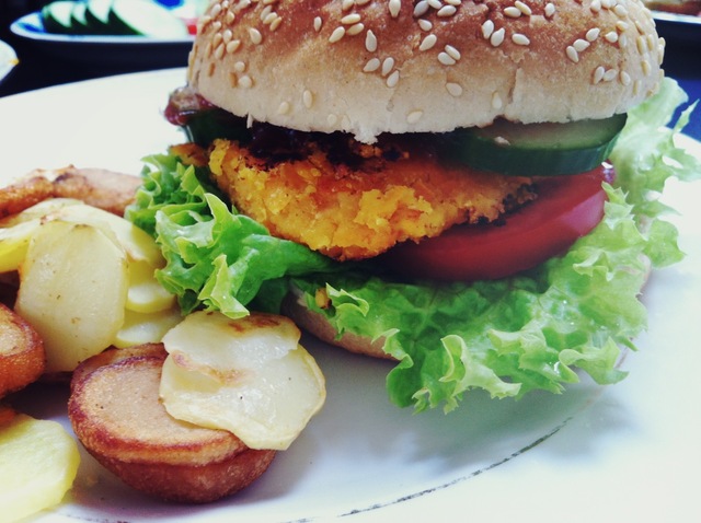 Vegansk burger med linsebøf
