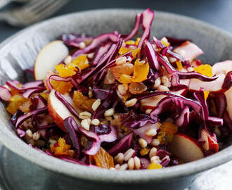 Rødkålssalat med spelt og æbler