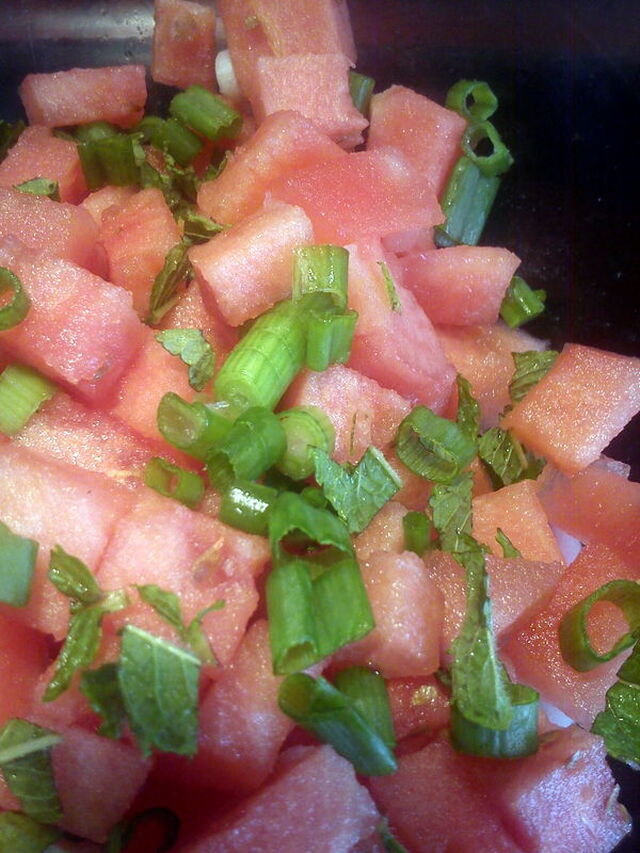 Vandmelon Salat med mynte og chili