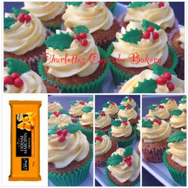 Jule-Cupcake med orange frosting