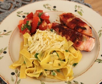 Snyde-saltimbocca med citronpasta