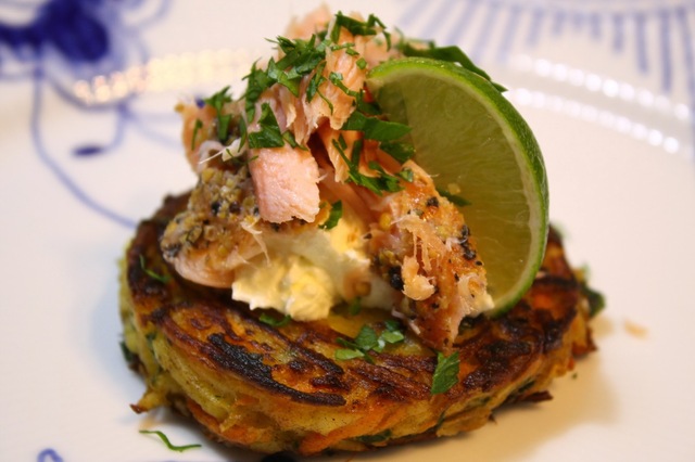 Rösti med wasabi og varmrøget laks