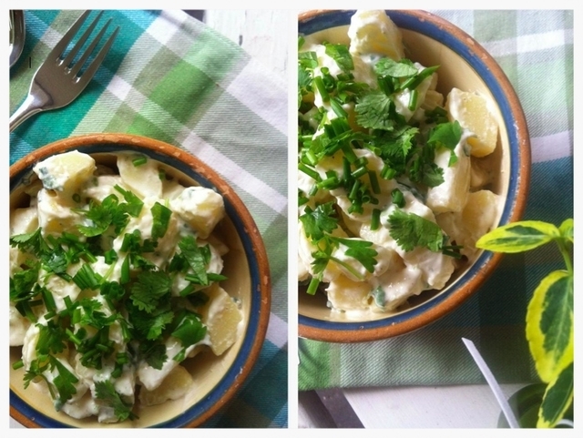 Kartoffelsalat med koriander og purløg