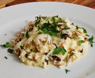 LCHF-risotto med svampe og bacon