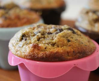 Grovere Bananmuffins med Chokolade og Tranebær…