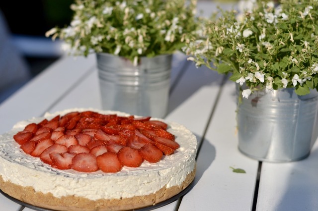 cheesecake med jordbær uden husblas