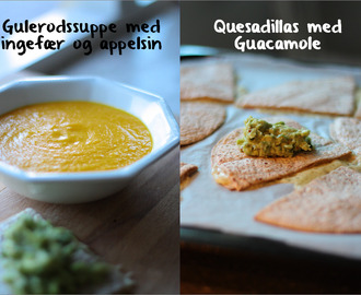 Gulerodssuppe med quesadillas og guacamole