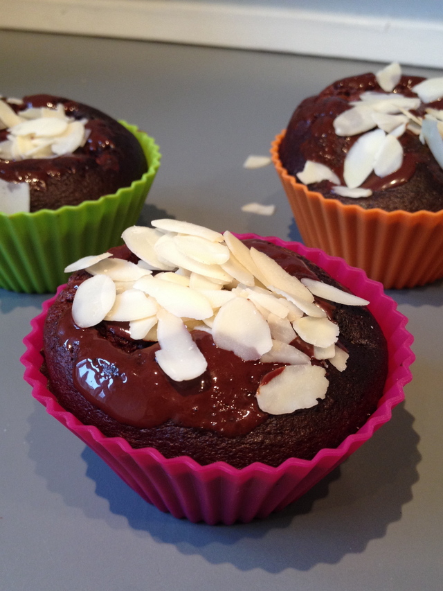 Chokolade/banan protein muffins