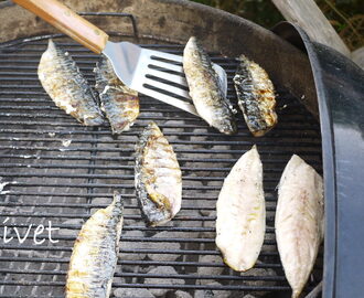 Grillet makrel og skorzonerrødder