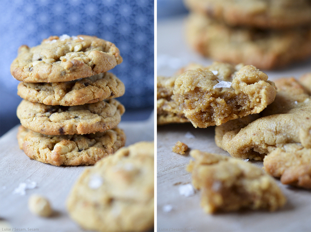 Seje, bløde peanut butter cookies med havsalt