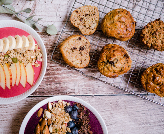 Morgenmadsmuffins med banan - Opskrift på sunde morgenmadsmuffins