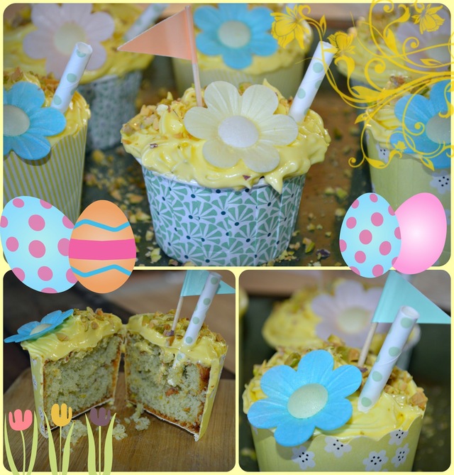 Økologiske cupcakes m.citronskal og pistacienødder uden gluten og laktose :­)