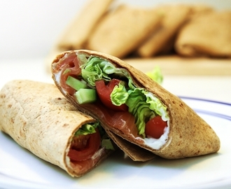 Wraps med laks og cream cheese