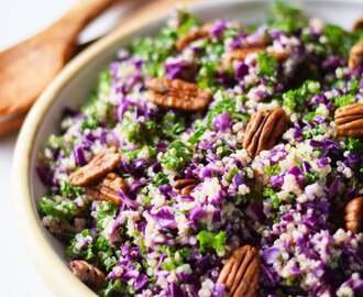 Rødkålsalat med quinoa, pekannødder og appelsindressing