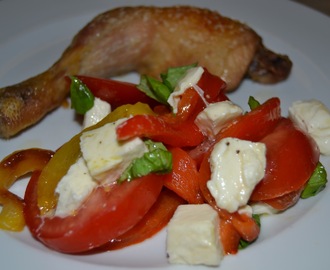 Kylling med tomat/peberfrugtsalat