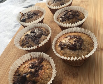 Sunde protein Muffin med Banan og Chokolade