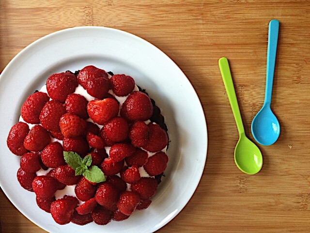 Verdens lækreste chokolade-jordbær tærte!!
