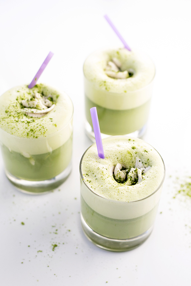 Iced Matcha Green Tea Frappé with Coconut Whip