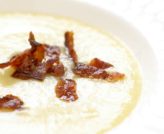 Porre-kartoffelsuppe med bacon