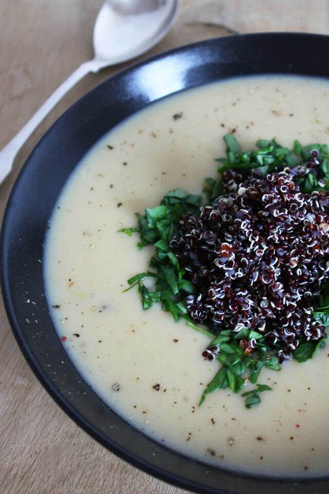 Kartoffel-Porre Suppe med Quinoa