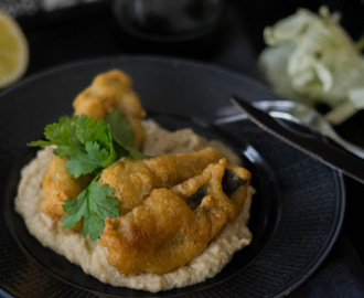 Rapeat fritti silakat ja baba ghanoush