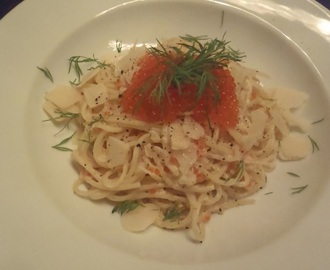 Mätikastike spagetille/Salmon roe sauce for spaghetti