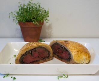 Beef wellington saksanhirvestä ja haudutettua kurttukaalia