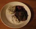 Skånelainen hirvipata, haudutetulla punakaalilla ja metsäsienisalaattilla/ Mustard Moose Stew with Braised Red Cabbage and Forest Mushroom Salad