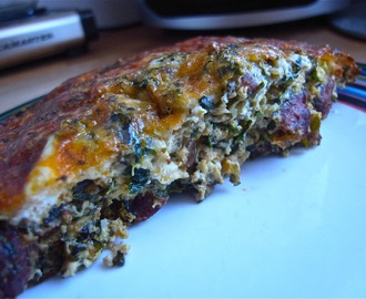 Chorizo-pinaatti frittata.