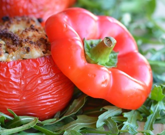 STUFFED BELL PEPPERS WITH CHICKEN AND FETA CHEESE