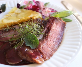 Flank steak ja Pommes Anna