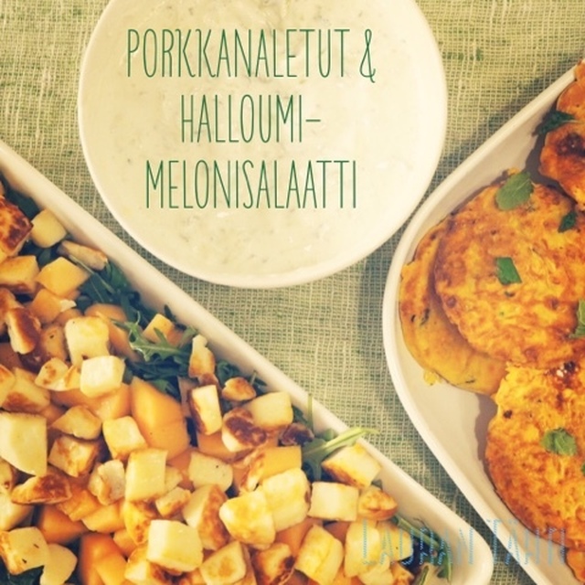 Porkkanaletut & halloumi-melonisalaatti